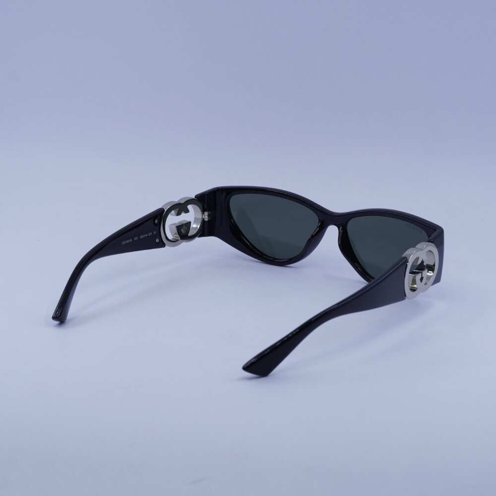 Gucci GG1824S 001 Sunglasses Black/Silver Cat Eye Frame, Grey Lenses - Picture 10 of 11